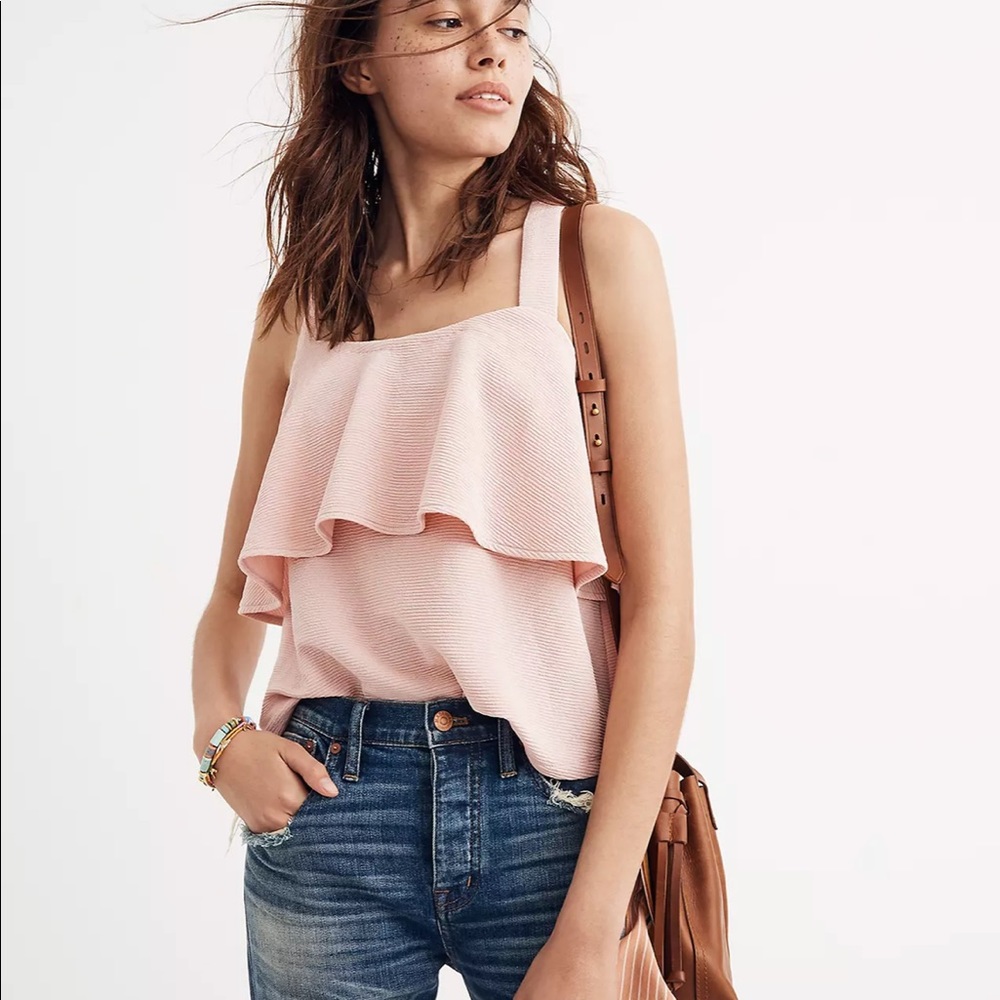 Madewell textured tiered tank NWT